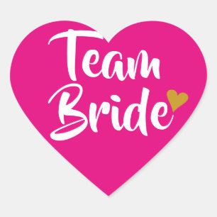 Team Brud Guld Hjarta Hjärtformat Klistermärke