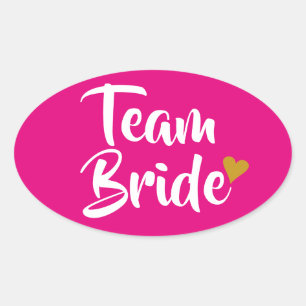 Team Brud Guld Hjarta Ovalt Klistermärke