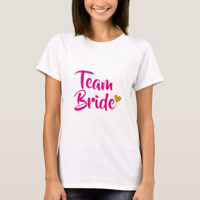 Team Brud Guld Hjarta T Shirt (Framsida)