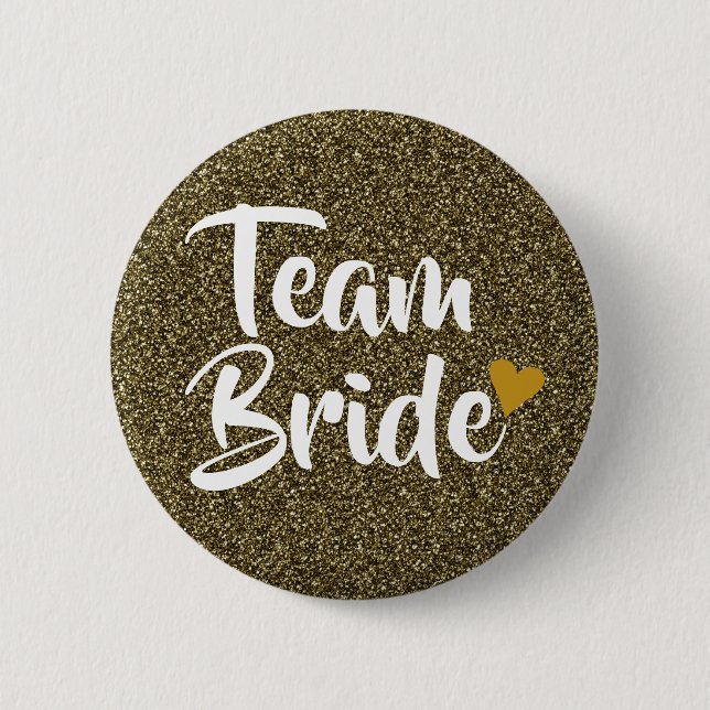 Team Brud Guld Hjärtglitter Knapp (Framsida)