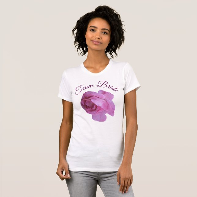Team Brud vacker rosa ros blomster möhippa  T Shirt (Hel framsida)