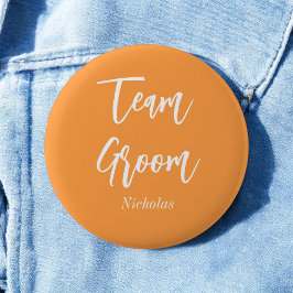 Team Brudgum Orange Vit Bröllopsknapp Knapp
