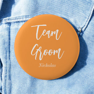 Team Brudgum Orange Vit Bröllopsknapp Knapp