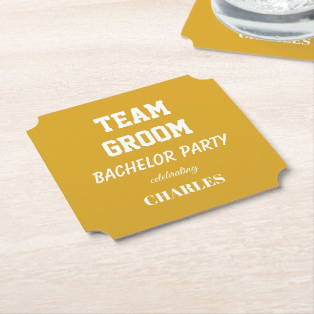 Team Brudgumman Gul Gul Bröllopsfest för Pojkar Underlägg Papper (Vinklad)
