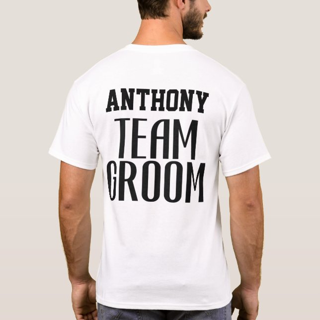 Team Brudgumme Svart Enkel Brudgumsman Monogram T Shirt (Baksida)