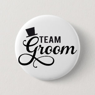 Team brudgummen med hatten, textdesignen för knapp