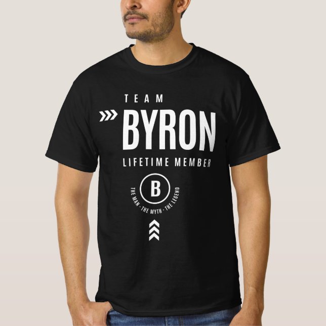 Team Byron Lifetime Member Personalized Name T Shirt (Framsida)