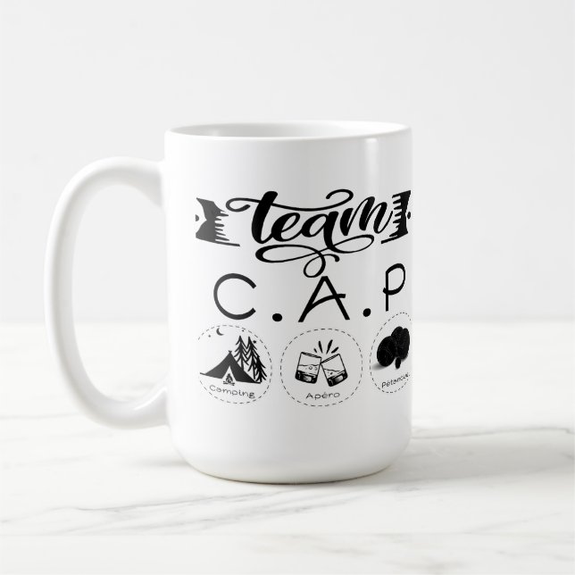 Team C.A.P Camping Apéro Pétanque Kaffemugg (Vänster)