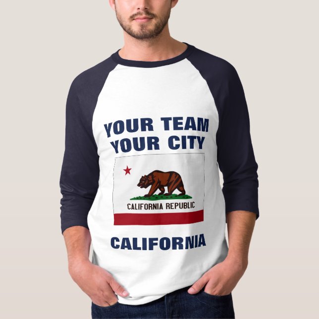 Team California Statlig flagga Raglan T-shirt (Framsida)