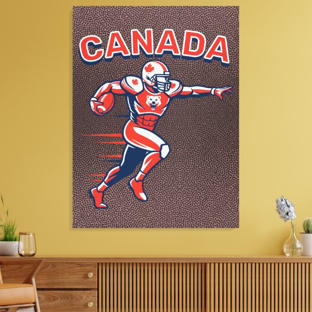Team Canada Football Dynamic Patriotic Athlete Art Canvastryck (Insitu (Vardagsrum))