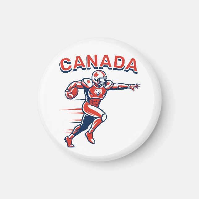 Team Canada Football Dynamic Patriotic Athlete Art Magnet (Framsidan)