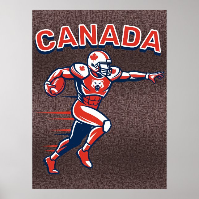 Team Canada Football Dynamic Patriotic Athlete Art Poster (Framsidan)