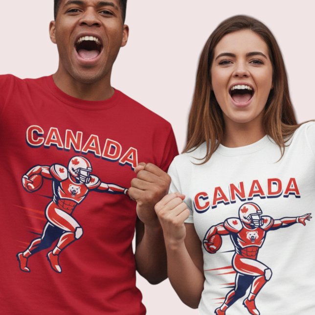 Team Canada Football Dynamic Patriotic Athlete Art T Shirt (Use Personalized to change color/font.
Choose a color that matches the background color of shirt)