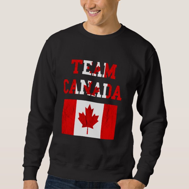 Team Canada Maple Löv Canadian SoccTeam Canada Lång Ärmad Tröja (Framsida)