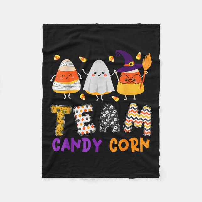 Team Candy corn Halloween är roligt med Witch Boo  Fleecefilt (Framsidan)