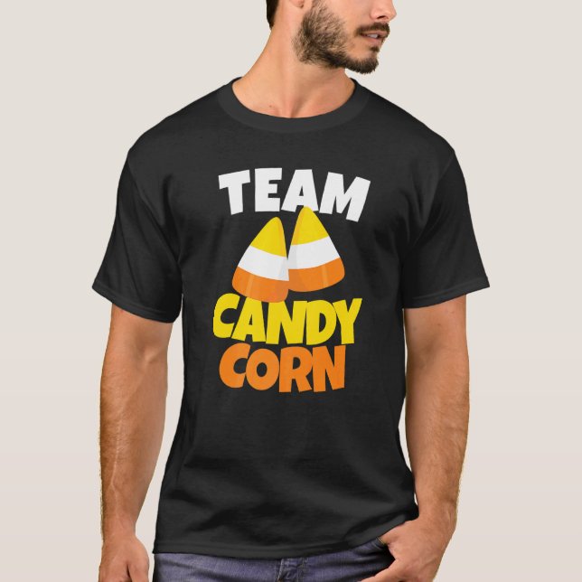Team Candy corn Lazy Halloween Costume T Shirt (Framsida)