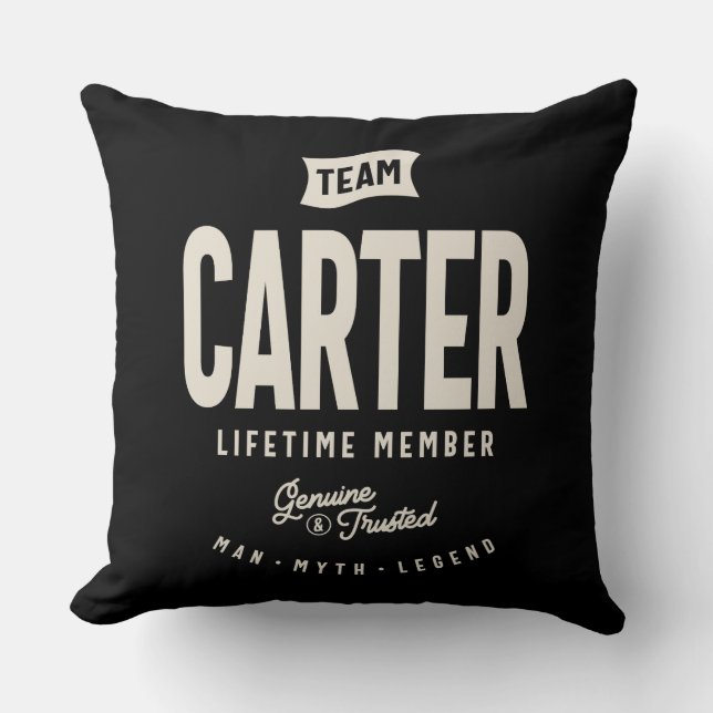 Team Carter-livstidsmedlem Personlig Namn Kudde (Framsida)