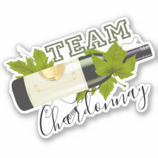 Team Chardonnay, vita vin-druvvin vin flaska Klistermärken