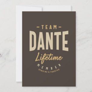 Team Dante Livstidsmedlem Personligt Namn Inbjudningar