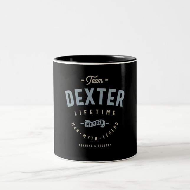Team Dexter-livstidsmedlem Personlig Namn Två-Tonad Mugg (Center)