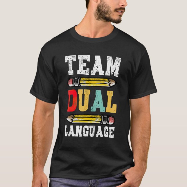 Team Dual Language Teacher Back to school Team Sq T Shirt (Framsida)