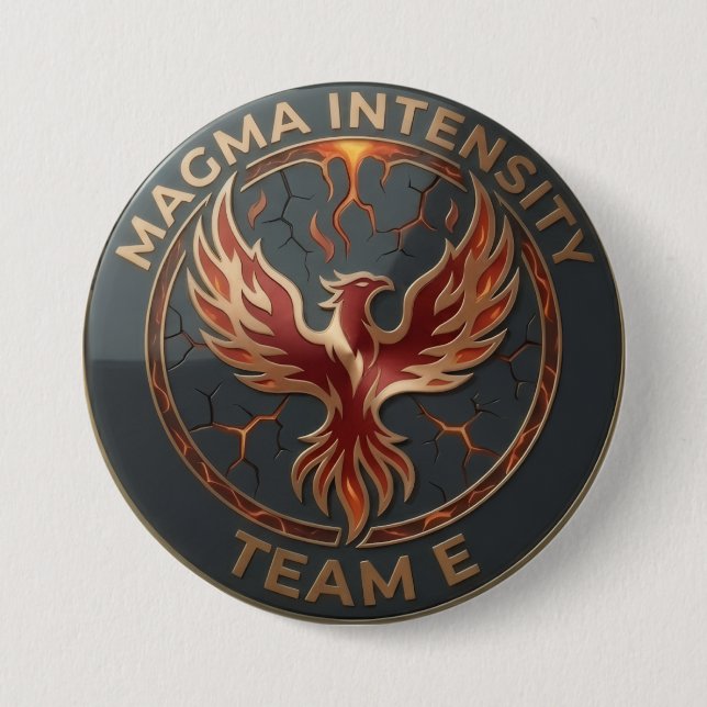 Team E – MAGMA INTENSITY Emblem | Eldig kraftledar Knapp (Framsida)