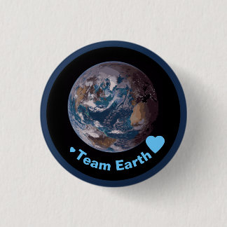 "Team Earth" Blå Marmor Knapp