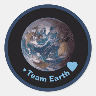 "Team Earth" Blå Marmor Runt Klistermärke