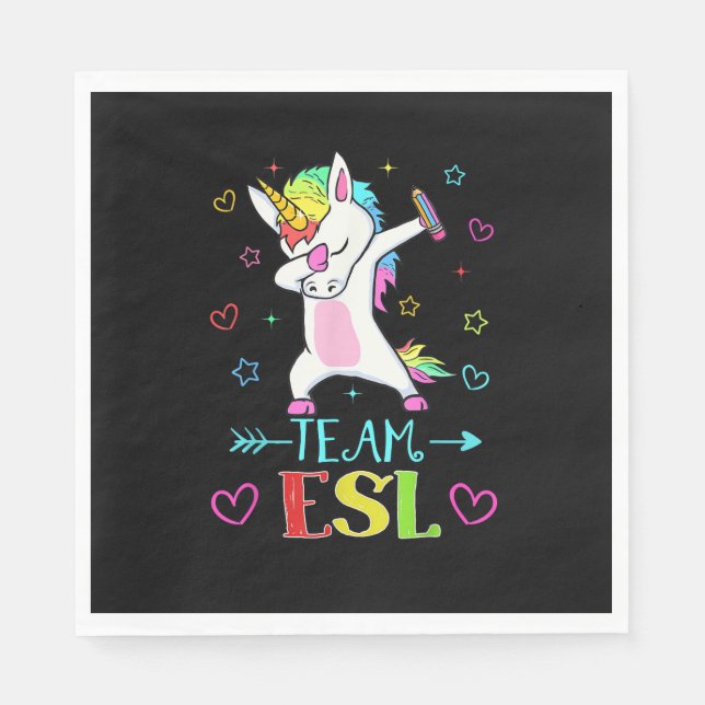 Team Esl Dabbing Unicorn Funny Back to school Gift Pappersservett (Framsidan)