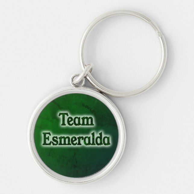 Team Esmeralda Rund Silverfärgad Nyckelring (Framsidan)