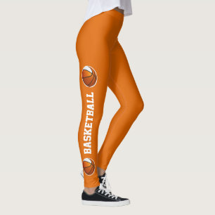 team färg basketball-text eller namn up-leg-orange leggings