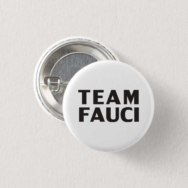 Team Fauci, vit svart, modern, fetstik typografi Knapp (Framsida & baksida)