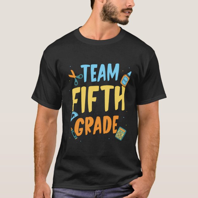 Team Femte Klass Kids Pupil Teacher Back to school T Shirt (Framsida)