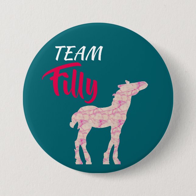 "Team Filly" Rosa Gender Reveal Knapp (Framsida)