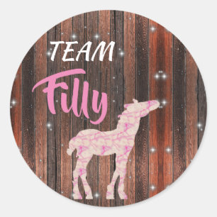"Team Filly" Rosa Gender Reveal Runt Klistermärke