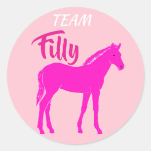 "Team Filly" Rosa Gender Reveal Runt Klistermärke