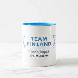 Team Finland + namn Två-Tonad Mugg