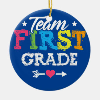 Team First Klass Lacher Student Back to school Julgransprydnad Keramik