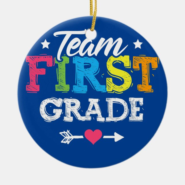 Team First Klass Lacher Student Back to school Julgransprydnad Keramik (Framsidan)