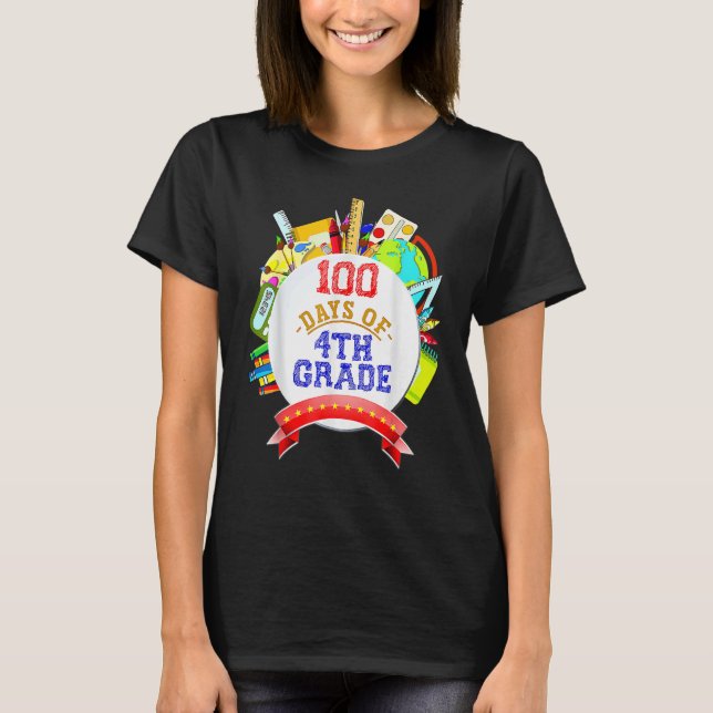 Team Fjärde Klass, 100 skoldagar tillbaka till sko T Shirt (Framsida)