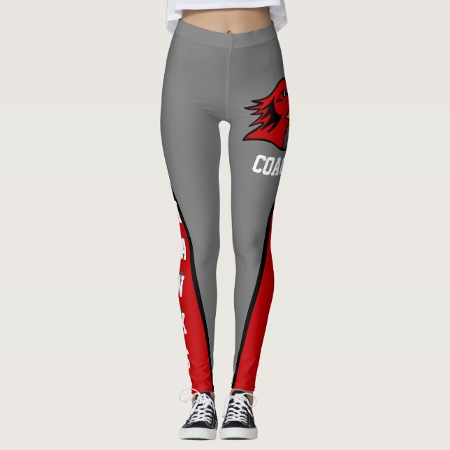 Team & Fläkt Grått och Red Mascot Leggings (Framsida)