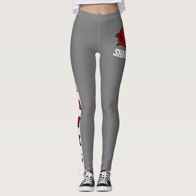 Team & Fläkt Grått/White/Red Mascot Leggings (Framsida)