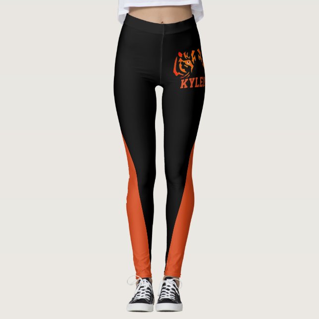 Team & Fläkt Orange & Black Mascot Leggings (Framsida)