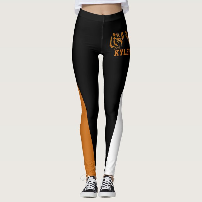 Team & Fläkt Orange/Black/White Mascot Leggings (Framsida)