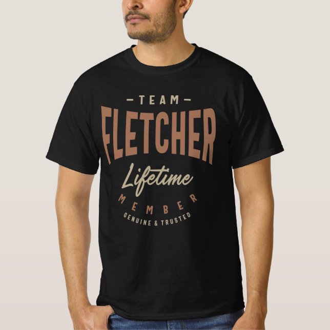 Team Fletcher-livstidsmedlem Personlig Namn T Shirt (Framsida)