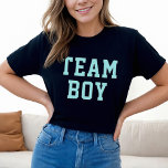Team Flicka Aqua Blue Gender Reveal Party Tee<br><div class="desc">Aqua Blue Sporty "Team Boy" dam T Trädskjorta i sportsbrev på mörk grått</div>