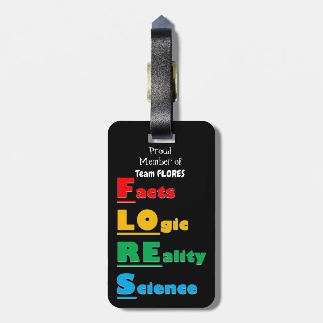 Team FLORES - Facts, Logical, Reality, Science Bagagebricka (Baksidan Lodrät)