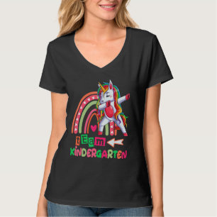 Team förskola regnbåge enhörning Dab lärare kvinno T Shirt