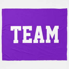 TEAM Fun Bold White Athletic Text On Bright Purple Fleecefilt
