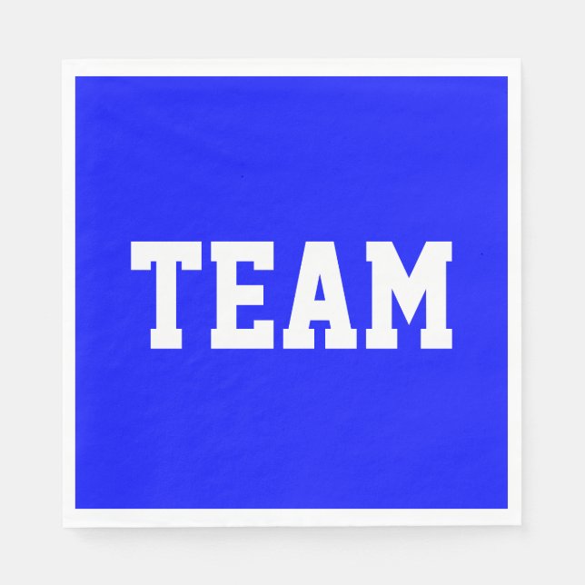 TEAM Fun Sporty White Athletic Text On Bright Blue Pappersservett (Framsidan)